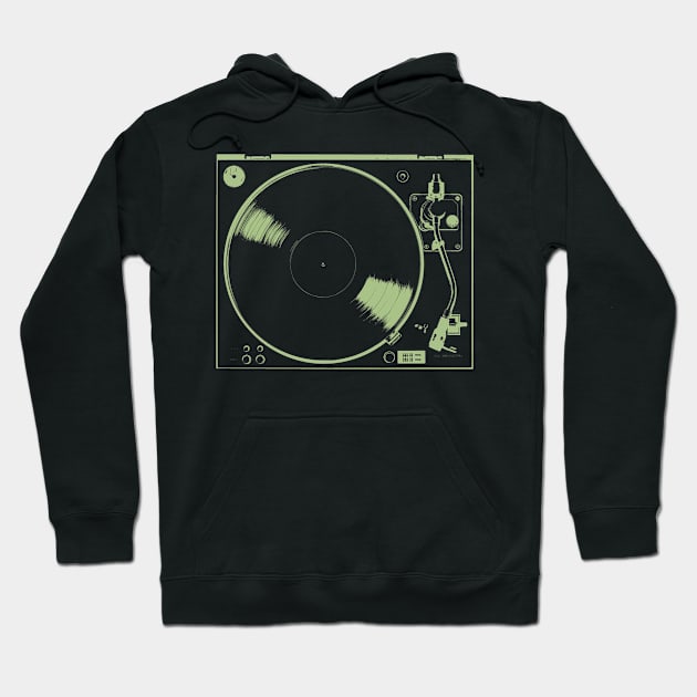 Turntable - Vinyl Record Analog Record Music Producer (green) Hoodie by blueversion